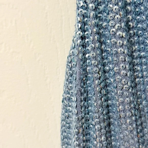 Revolve MLV sequin embellished light baby blue mini dress swing shift party club - Picture 6 of 14